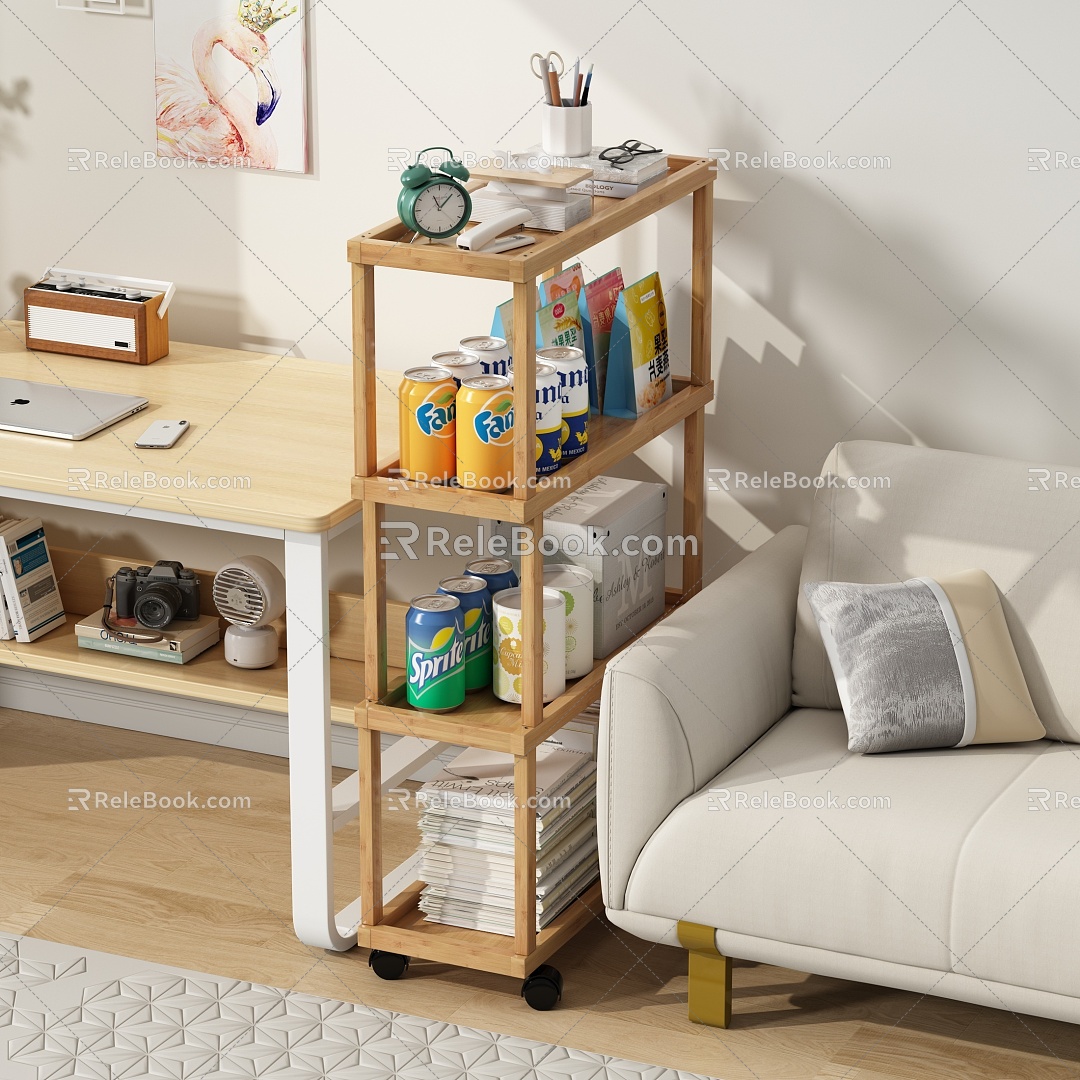 Storage Rack Bookshelf Living Room Storage Rack Study Bookshelf Book Accessories Ornaments Drinks and Beverages model