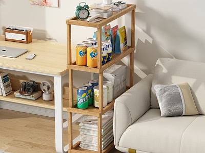 Storage Rack Bookshelf Living Room Storage Rack Study Bookshelf Book Accessories Ornaments Drinks and Beverages model