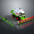 Green And White Claas Combine Harvester With Agricultural Attachments And Red Cutting Parts