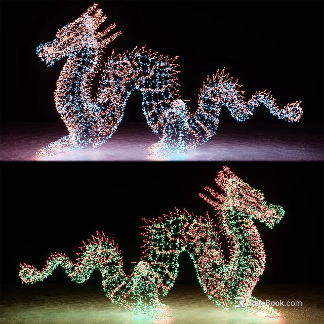 Eye Catching Colorful Dragon Shaped Decorative Lights for Outdoor Festival 3d model 