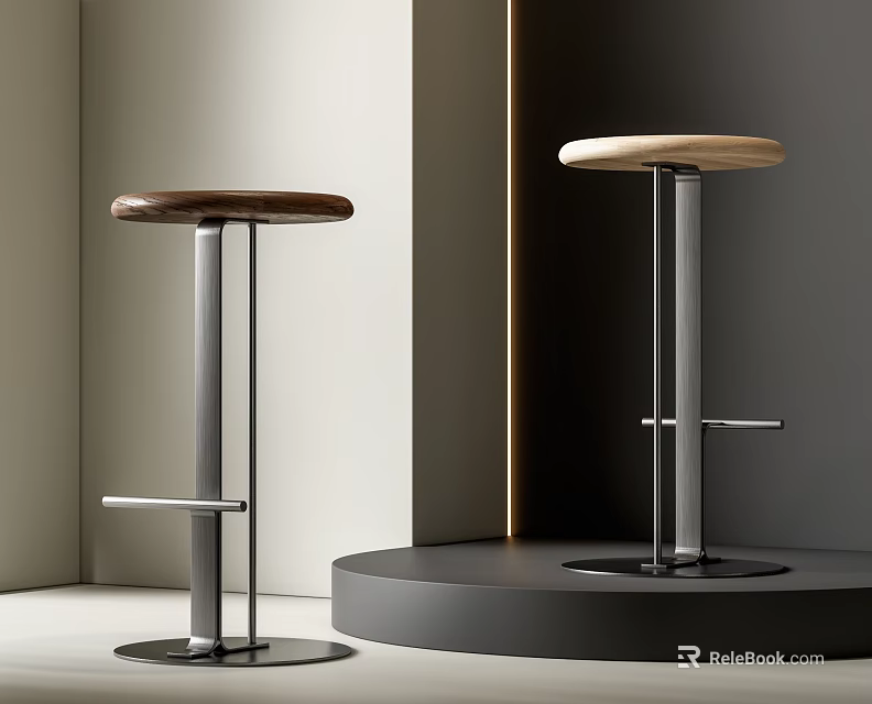Modern Minimalist Bar Stools With Wooden Seats And Metal Frames In Contemporary Design 3d model 