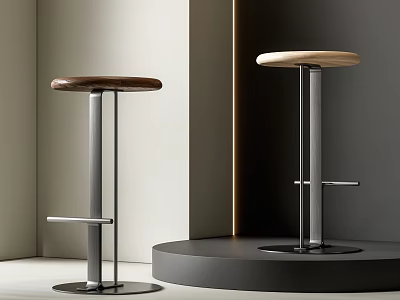 Modern Minimalist Bar Stools With Wooden Seats And Metal Frames In Contemporary Design 3d model