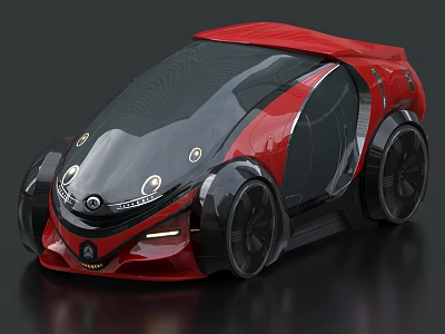 Futuristic Red And Black Concept Car With Sleek Body Large Wheels And Transparent Windows 3d model