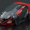 Futuristic Red And Black Concept Car With Sleek Body Large Wheels And Transparent Windows