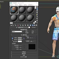 Casual Summer Outfit With Blue Shorts Orange And Blue Sleeveless Vest And White Hair Accessory