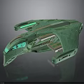 Futuristic Green Cosmic Spaceship 3D Model With Advanced Sleek Transparent Structure