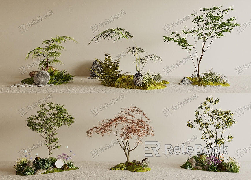 Modern landscape landscaping courtyard landscape landscape sketch interior landscape residential landscape tree plant pile model