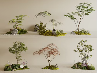 Modern landscape landscaping courtyard landscape sketch interior landscape residential landscape tree plant pile 3d model