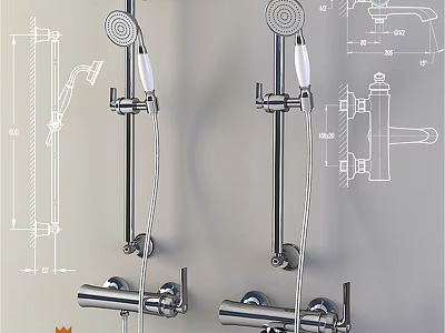Chrome Plated Faucet Design Drawing With Dimensions And Installation Details 3d model