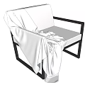 Comfortable Leisure Chair With Black Frame White Cushion And White Blanket