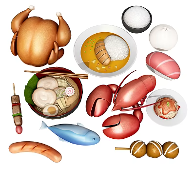 Modern Food Cartoon Food 3d model