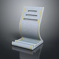 Modern Minimalist Gray Leisure Chair With Yellow Accent Lines Textured Surface And Curved Backrest