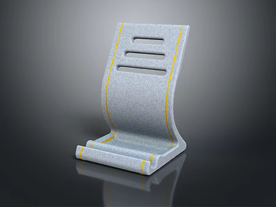 Modern Minimalist Gray Leisure Chair With Yellow Accent Lines Textured Surface And Curved Backrest 3d model