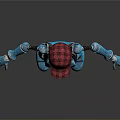 Blue Robot Character With Red Cap And Mechanical Joints Standing Against Gray Background