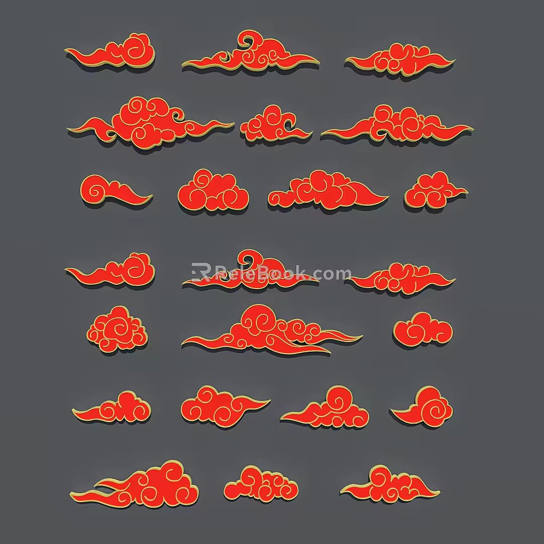 Clouds Xiangyun Chinese Style Xiangyun Cloud Silhouette 3d model