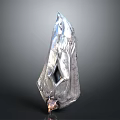 Silver Gray Crystal Structure Featuring Intricate Creature Figure Inside And Pink Purple Base Accent