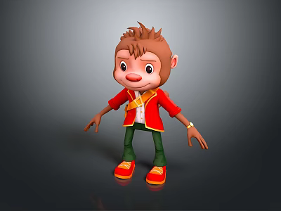 Cute Cartoon Monkey Riding On Colorful Train For Kids Adventure Journey 3d model