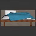 Modern Double Bed With Gray Headboard Wooden Frame White Pillows White Duvet And Blue Blanket