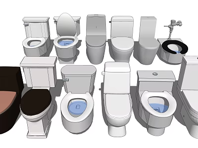 Various Modern Toilet Models With Different Designs And Functional Features 3d model