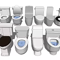 Various Modern Toilet Models With Different Designs And Functional Features 3d model
