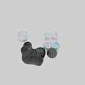 Stylish Single Sofa Designs With Striped Pattern And Colorful Transparent Glossy Spherical Decor