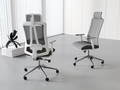 Modern Office Chair With Breathable Mesh Back Ergonomic Design And Rolling Casters 3d model