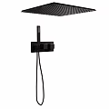 Modern Black Wall Mounted Faucet With Single Handle And Handheld Sprayer