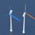 Colorful Wind Turbine Models With Blue Orange Blades And White Base For Home Decor