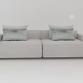Light Gray Modern Two Seater Sofa With Soft Fabric And Decorative Patterned Pillows 3d model