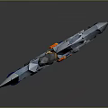 3D Model of Mythical Axe With Blue Gems Gray Metal And Wing Shaped Blades