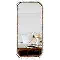 Elegant Full Length Mirror Reflecting Sofa With Pillows And Decorative Vase