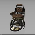 Vintage Medical Mobility Wheelchair With Ornate Carvings Padded Seat And Spoked Wheels