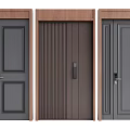Modern Security Doors With Wooden Frames Secure Locks And Various Design Styles 3d model