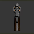 Classic Silver Revolver With Brown Wooden Grip And Shiny Metal Barrel