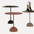 Modern Round Top Side Tables with Hemispherical Bases in Black Pink White 3d model