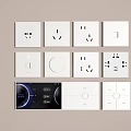 White Switch Panels With Various Designs Sockets And Smart Display Features 3d model