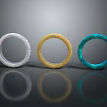 Three Textured Circular Household Items in White Yellow and Teal Colors for Daily Use