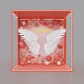 Cute Pink Photo Spot With Wings Balloons Heart Decorations And Stalls