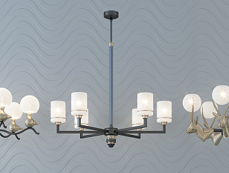 Post-modern chandelier stylish simple metal chandelier combination 3d model