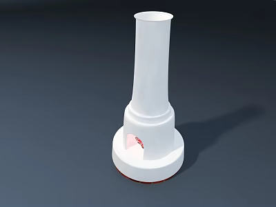 White Cylindrical Fireplace With Simulated Red Pink Flame And Round Base 3d model
