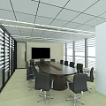 Modern Office Interior Design With Workstations Meeting Room And Reception Area 3d model