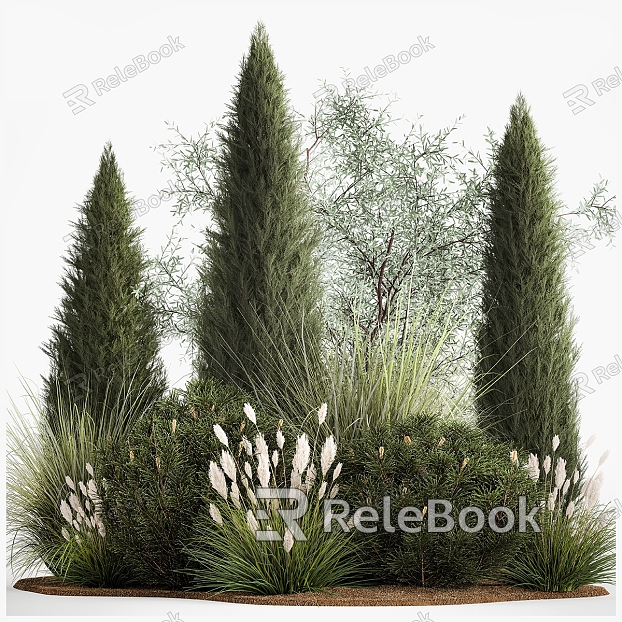 bushes flower bed outdoor plants flowers model