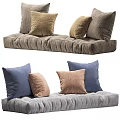 Stylish Throw Pillows Blue Brown And Beige On Gray Tufted Velvet Cushion Home Decor