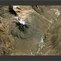 Scenic 3D Landscape Model Featuring Snowy Mountain Peak Surrounding Ranges And Green Areas