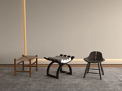 Modern Stools in Interior Room With Various Design Styles and Structures 3d model