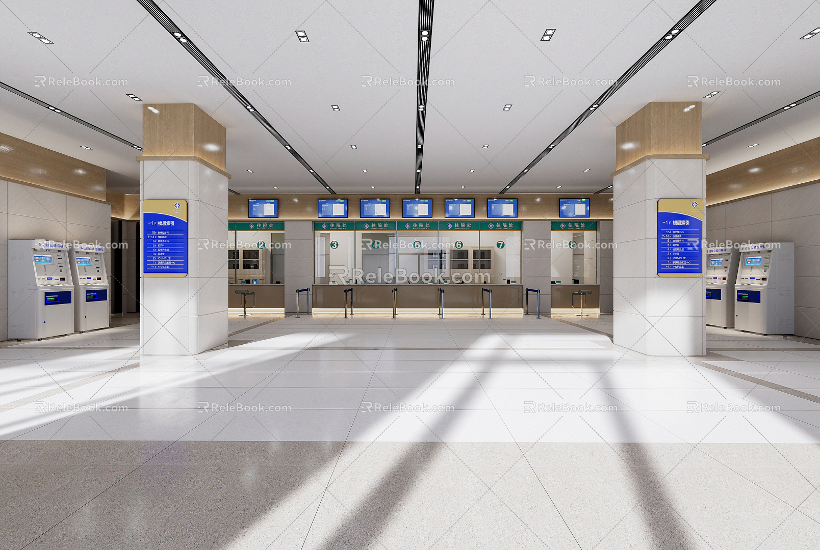 Modern Hospital Hall Lobby 3d model