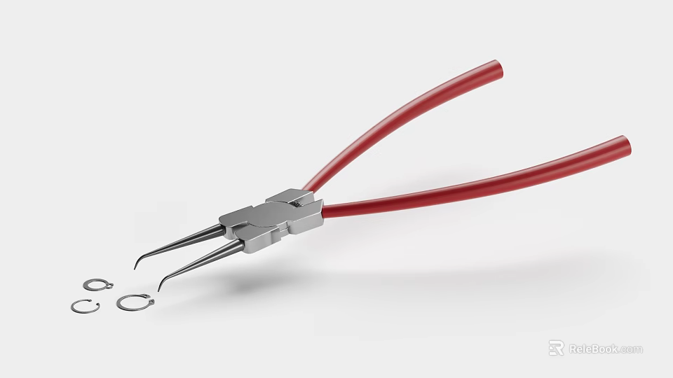 Durable Metal Pliers With Red Handle And Sharp Tips For Ring Clamping Tasks 3d model 