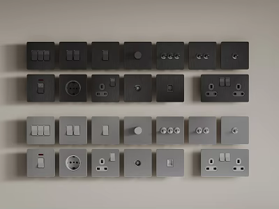 Variety Of Switch Panels In Different Styles And Colors 3d model