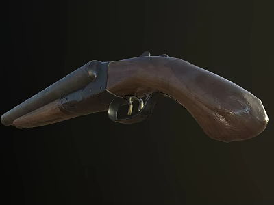 Vintage Pistol With Wooden Grip And Metal Barrel Retro Style Design 3d model