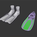 Swimming Flippers Featuring White And Green Black Colorful Designs For Water Sports